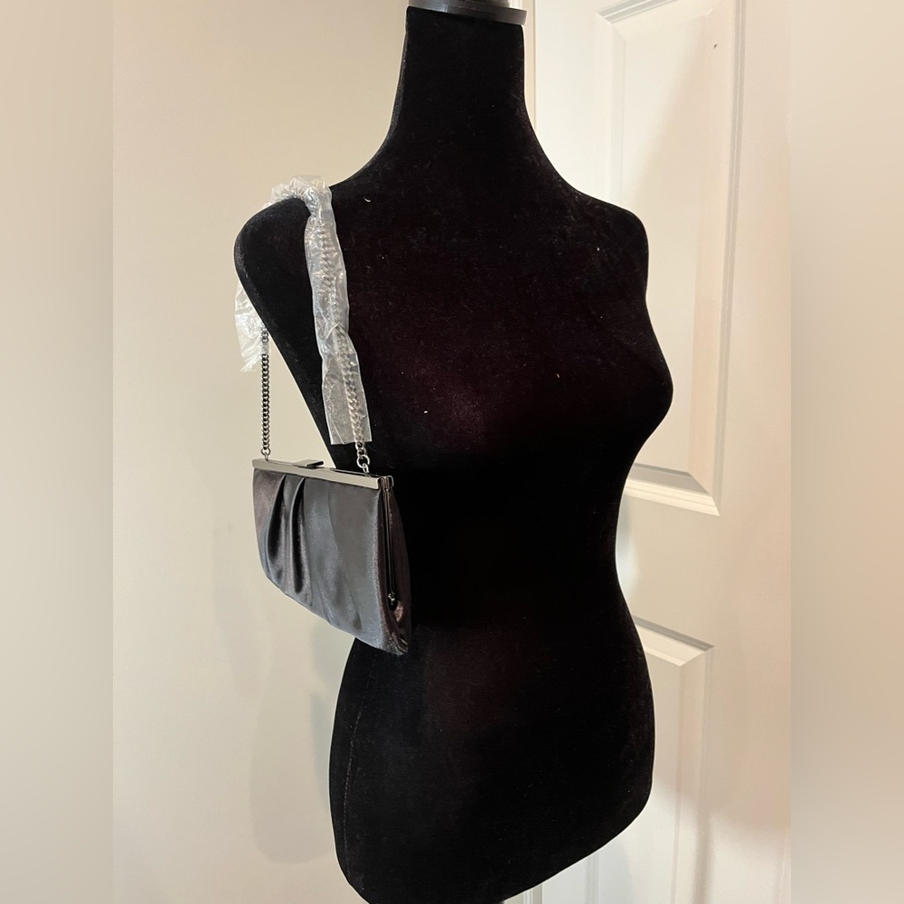 NEW Ann Taylor LOFT Black & Red Satin Cocktail Clutch Purse